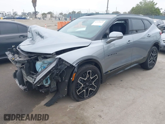 2023 Chevrolet Blazer RS with VIN 3GNKBERS6PS233928, listed as a IAAI auction lot 42339653 with 14,655 mi miles and . Bid and sale history available at DreamBid. Image 2.