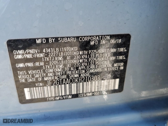 2019 Subaru Crosstrek with VIN JF2GTAAC0KH210303, listed as a Copart auction lot 49507605 with 0 mi miles and Salvage Title. Bid and sale history available at carsss.com. Image 14.