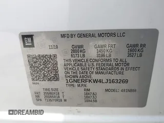 2020 Chevrolet Traverse LS z VIN 1GNERFKW4LJ163269, wystawiony jako IAAI lot #42138503 z przebiegiem 161 619 mil mil oraz . Historia ofert i sprzedaży dostępna na DreamBid. Obrazek 9.
