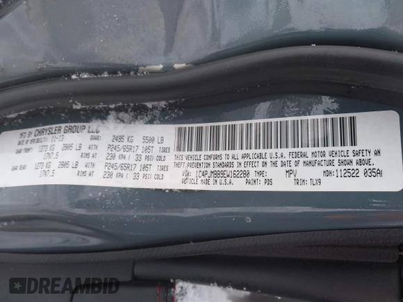 2014 Jeep Cherokee Trailhawk with VIN 1C4PJMBB9EW162280, listed as a IAAI auction lot 41341238 with 135,231 mi miles. Bid and sale history available at carsss.com. Image 9.
