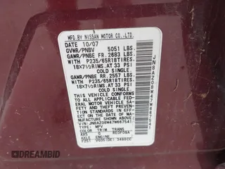 2007 Nissan Murano S with VIN JN8AZ08W47W667541, listed as a IAAI auction lot 42194462 with 240,504 mi miles and . Bid and sale history available at DreamBid. Image 9.