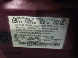2004 Nissan Sentra S z VIN 3N1CB51D04L836943, wystawiony jako IAAI lot #42363148 z przebiegiem 294 924 mil mil oraz . Historia ofert i sprzedaży dostępna na DreamBid. Obrazek 9.