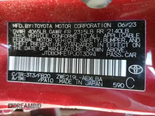 2023 Toyota Corolla Hybrid LE with VIN JTDBCMFE1PJ013094, listed as a Copart auction lot 47686665 with 27,190 mi miles and Salvage Title. Bid and sale history available at carsss.com. Image 14.