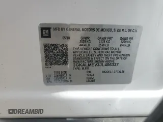 2018 GMC Terrain SLE with VIN 3GKALMEV3JL406337, listed as a Copart auction lot 49029205 with 66,350 mi miles and Salvage Title. Bid and sale history available at DreamBid. Image 15.