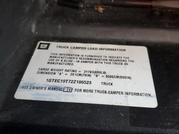 2002 GMC Sierra 1500 SLE1 with VIN 1GTEC19T72Z186523, listed as a Copart auction lot 41607105 with 148,536 mi miles and Salvage Title. Bid and sale history available at carsss.com. Image 12.
