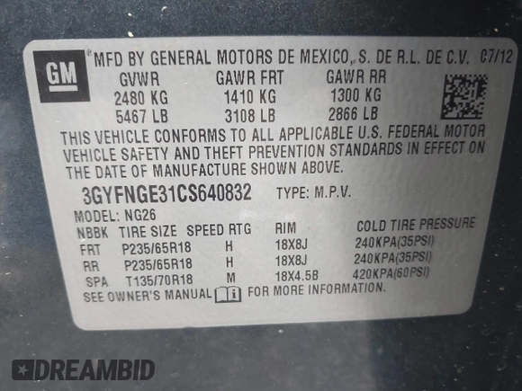 2012 Cadillac SRX with VIN 3GYFNGE31CS640832, listed as a IAAI auction lot 41861023 with 152,138 mi miles. Bid and sale history available at carsss.com. Image 9.