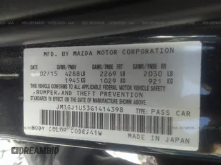 2016 Mazda 6 i Sport with VIN JM1GJ1U53G1414398, listed as a IAAI auction lot 28746535 with 50,936 mi miles and . Bid and sale history available at DreamBid. Image 9.