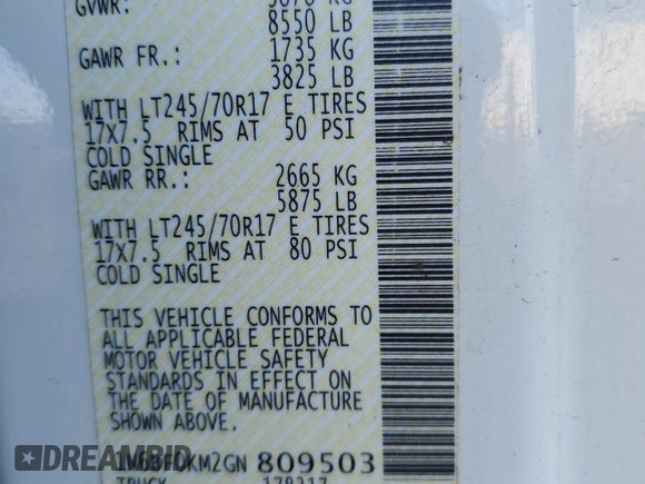 2016 Nissan NV S with VIN 1N6BF0KM2GN809503, listed as a Copart auction lot 45777705 with 68,639 mi miles and Salvage Title. Bid and sale history available at carsss.com. Image 13.