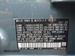 2024 Honda HR-V Sport with VIN 3CZRZ2H59RM757444, listed as a IAAI auction lot 41611611 with 13,605 mi miles. Bid and sale history available at carsss.com. Image 9.