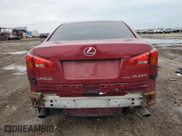 2006 Lexus IS 250 with VIN JTHCK262565000825, listed as a Copart auction lot 51835875 with 134,497 mi miles and Salvage Title. Bid and sale history available at DreamBid. Image 6.