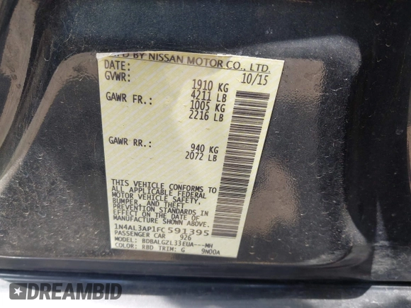 2015 Nissan Altima SV z VIN 1N4AL3AP1FC591395, wystawiony jako IAAI lot #42262755 z przebiegiem 105 546 mil mil oraz . Historia ofert i sprzedaży dostępna na DreamBid. Obrazek 9.