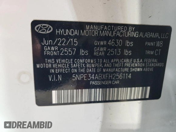 2015 Hyundai Sonata Limited z VIN 5NPE34ABXFH256114, wystawiony jako Copart lot #41860195 z przebiegiem 183 984 mil mil oraz Szkoda całkowita • Salvage title. Historia ofert i sprzedaży dostępna na DreamBid. Obrazek 15.