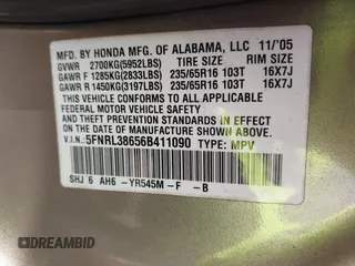 2006 Honda Odyssey EX-L с VIN 5FNRL38656B411090, выставлен на аукционе IAAI как лот 42336092 с пробегом 214 963 миль миль и . История ставок и продаж доступна на DreamBid. Изображение 9.