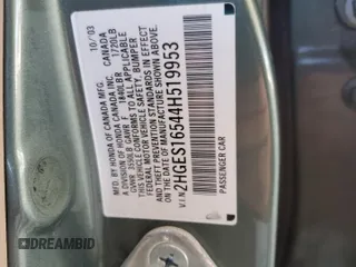 2004 Honda Civic LX with VIN 2HGES16544H519953, listed as a Copart auction lot 46410985 with 155,076 mi miles and Salvage Title. Bid and sale history available at DreamBid. Image 12.