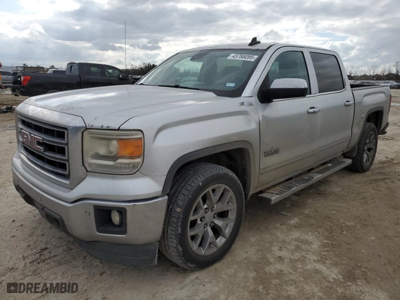 2015 GMC Sierra 1500 SLT with VIN 3GTU2VEC1FG109616, listed as a Copart auction lot 43788095 with 154,590 mi miles and Salvage Title. Bid and sale history available at carsss.com. Image 1.