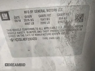 2014 Chevrolet Malibu LT with VIN 1G11C5SL4EF296430, listed as a IAAI auction lot 41833801 with 116,174 mi miles and . Bid and sale history available at DreamBid. Image 9.