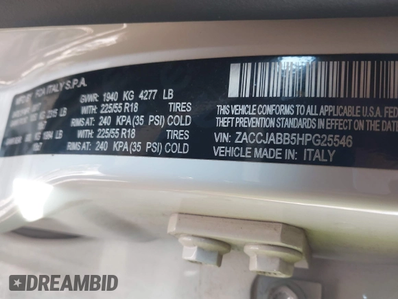 2017 Jeep Renegade Latitude with VIN ZACCJABB5HPG25546, listed as a IAAI auction lot 41541445 with 66,322 mi miles and . Bid and sale history available at DreamBid. Image 9.