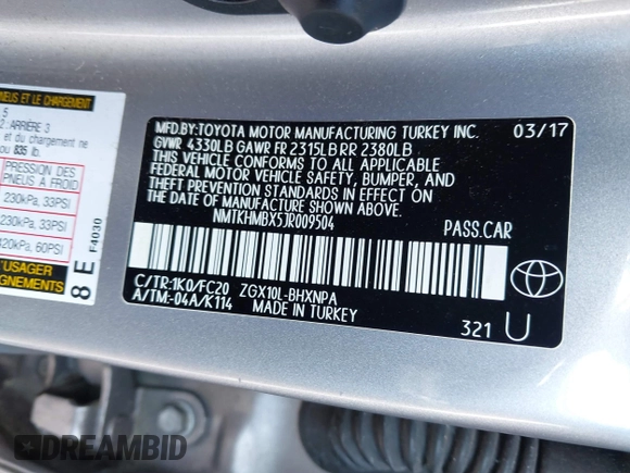 2018 Toyota C-HR XLE z VIN NMTKHMBX5JR009504, wystawiony jako IAAI lot #41776136 z przebiegiem 63 795 mil mil oraz . Historia ofert i sprzedaży dostępna na DreamBid. Obrazek 9.