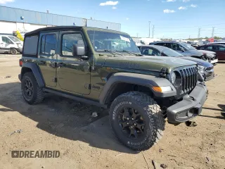 2023 Jeep Wrangler Willys with VIN 1C4HJXDN1PW523503, listed as a Copart auction lot 74976134 with 18,630 mi miles and Clean Title. Bid and sale history available at DreamBid. Image 4.