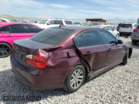 2007 BMW 3 Series 328xi with VIN WBAVC73507KP35487, listed as a Copart auction lot 53204665 with Not provided miles and Salvage title. Bid and sale history available at DreamBid. Image 3.