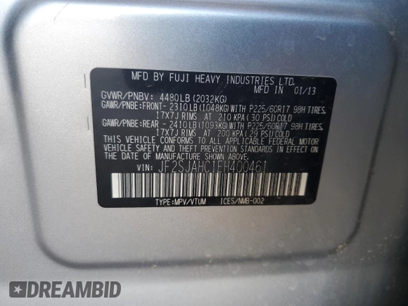 2014 Subaru Forester 2.5i Limited with VIN JF2SJAHC1EH400461, listed as a Copart auction lot 53556985 with 124,793 mi miles and Salvage Title. Bid and sale history available at carsss.com. Image 14.