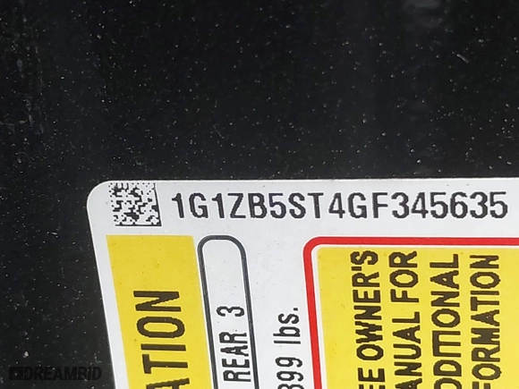2016 Chevrolet Malibu LS with VIN 1G1ZB5ST4GF345635, listed as a IAAI auction lot 41493143 with 102,107 mi miles. Bid and sale history available at carsss.com. Image 9.