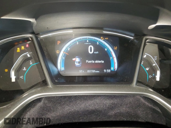 2020 Honda Civic Sedan EX-L with VIN 19XFC1F75LE212674, listed as a Copart auction lot 50965015 with 57,789 mi miles and Salvage Title. Bid and sale history available at carsss.com. Image 9.