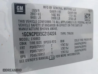 2012 Chevrolet Silverado 1500 Work Truck with VIN 1GCNCPEX5CZ134224, listed as a IAAI auction lot 41822192 with NaN miles. Bid and sale history available at carsss.com. Image 9.