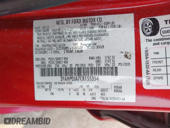 2012 Ford Fusion SEL с VIN 3FAHP0JA7CR155354, выставлен на аукционе IAAI как лот 42403712 с пробегом 152 384 миль миль и . История ставок и продаж доступна на DreamBid. Изображение 9.