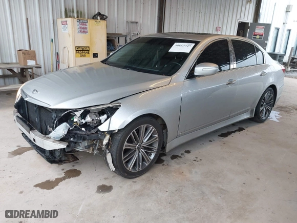 2012 Hyundai Genesis 4.6L with VIN KMHGC4DF8CU158042, listed as a IAAI auction lot 40853745 with 107,563 mi miles. Bid and sale history available at carsss.com. Image 17.