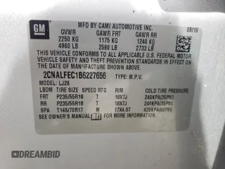 2011 Chevrolet Equinox LTZ z VIN 2CNALFEC1B6227656, wystawiony jako Copart lot #56727795 z przebiegiem 141 501 mil mil oraz Szkoda całkowita • Salvage title. Historia ofert i sprzedaży dostępna na DreamBid. Obrazek 13.