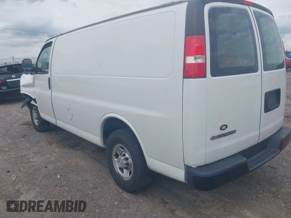 2019 Chevrolet Express Cargo Van with VIN 1GCWGAFG1K1301406, listed as a IAAI auction lot 41754424 with 156,602 mi miles. Bid and sale history available at carsss.com. Image 3.