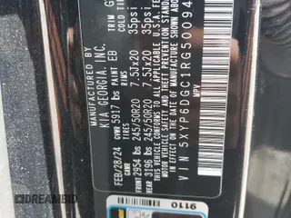 2024 Kia Telluride S with VIN 5XYP6DGC1RG500941, listed as a Copart auction lot 55522735 with 7,172 mi miles and Salvage title. Bid and sale history available at DreamBid. Image 14.