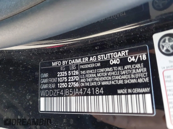 2018 Mercedes-Benz E-Class E 300 with VIN WDDZF4JB5JA474184, listed as a IAAI auction lot 41964703 with 32,278 mi miles. Bid and sale history available at carsss.com. Image 9.