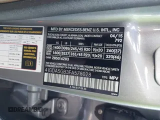 2015 Mercedes-Benz M 400 with VIN 4JGDA5GB3FA578028, listed as a IAAI auction lot 41114419 with 64,250 mi miles and . Bid and sale history available at DreamBid. Image 9.