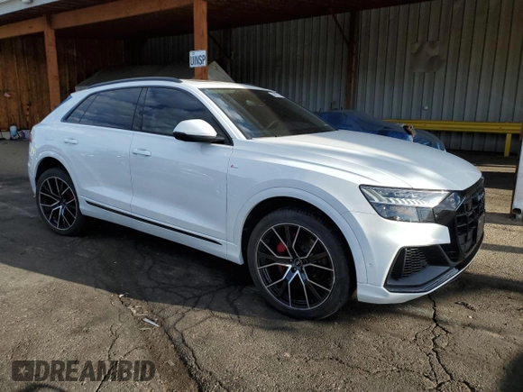 2021 Audi Q8 Prestige with VIN WA1FVAF19MD028910, listed as a Copart auction lot 64091925 with 54,787 mi miles and Salvage title. Bid and sale history available at DreamBid. Image 4.