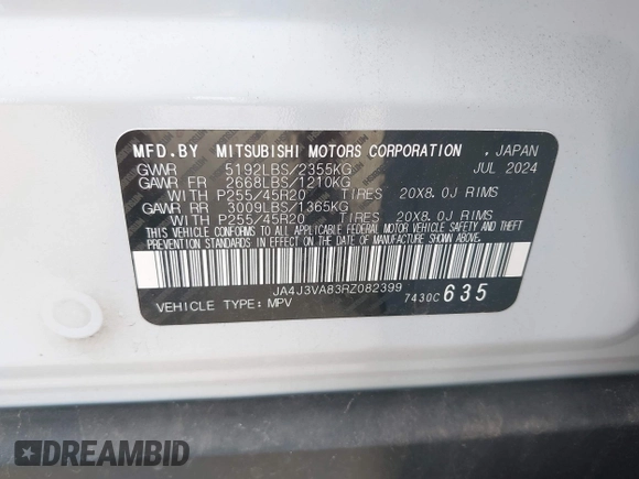 2024 Mitsubishi Outlander SE z VIN JA4J3VA83RZ082399, wystawiony jako IAAI lot #42305992 z przebiegiem 11 622 mil mil oraz . Historia ofert i sprzedaży dostępna na DreamBid. Obrazek 9.