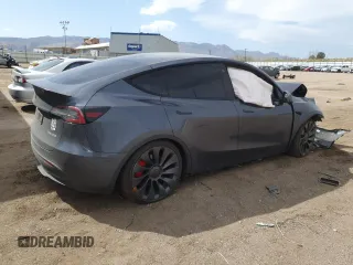 2022 Tesla Model Y Performance with VIN 7SAYGDEF7NF456866, listed as a Copart auction lot 52552685 with Not provided miles and Salvage title. Bid and sale history available at DreamBid. Image 3.