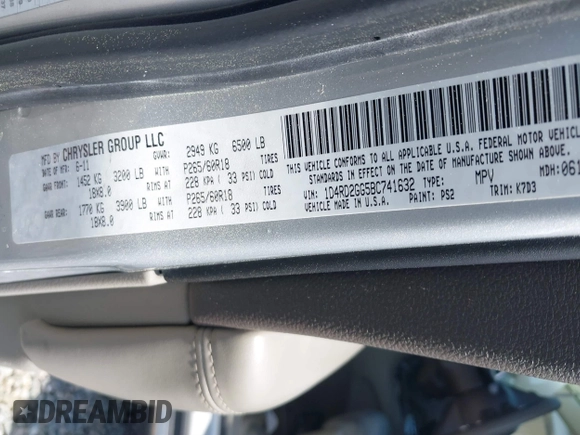 2011 Dodge Durango Express с VIN 1D4RD2GG5BC741632, выставлен на аукционе IAAI как лот 41880368 с пробегом 166 265 миль миль и . История ставок и продаж доступна на DreamBid. Изображение 9.