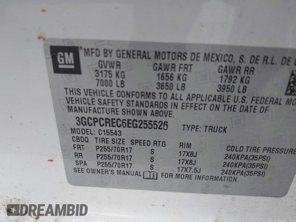 2014 Chevrolet Silverado 1500 LT with VIN 3GCPCREC6EG255526, listed as a IAAI auction lot 42157018 with 148,794 mi miles. Bid and sale history available at carsss.com. Image 9.