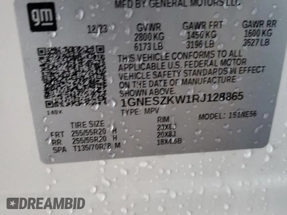 2024 Chevrolet Traverse с VIN 1GNESZKW1RJ128865, выставлен на аукционе Copart как лот 83579714 с пробегом 10 943 миль миль и Списание • Salvage title. История ставок и продаж доступна на DreamBid. Изображение 14.