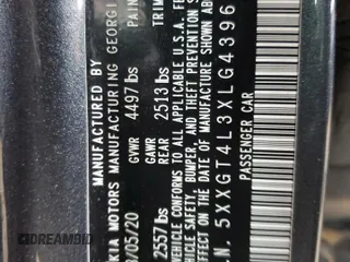 2020 Kia Optima LX with VIN 5XXGT4L3XLG439650, listed as a Copart auction lot 57355505 with Not provided miles and Salvage title. Bid and sale history available at DreamBid. Image 12.