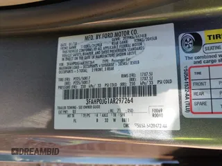 2010 Ford Fusion SEL with VIN 3FAHP0JG1AR297264, listed as a IAAI auction lot 41882838 with 169,598 mi miles. Bid and sale history available at carsss.com. Image 9.