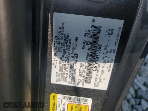 2019 Ford Mustang GT with VIN 1FA6P8CF2K5116462, listed as a Copart auction lot 61930195 with 122,623 mi miles and Salvage title. Bid and sale history available at DreamBid. Image 12.