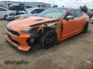 2021 Kia Stinger GT2 with VIN KNAE55LC6M6090748, listed as a Copart auction lot 63906114 with 23,195 mi miles and Salvage Title. Bid and sale history available at carsss.com. Image 1.