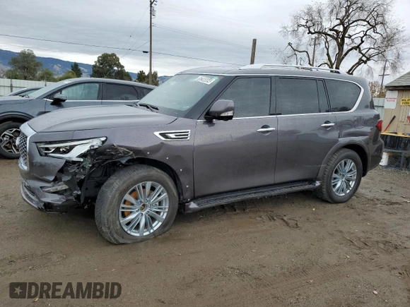 2024 Infiniti QX80 LUXE with VIN JN8AZ2AE8R9329087, listed as a Copart auction lot 85298884 with 18,635 mi miles and Non Repairable. Bid and sale history available at carsss.com. Image 1.