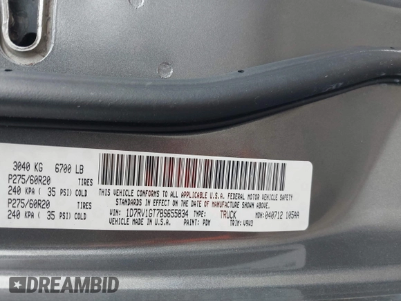 2011 Ram 1500 Sport with VIN 1D7RV1GT7BS655834, listed as a IAAI auction lot 41996382 with 1 mi miles. Bid and sale history available at carsss.com. Image 9.