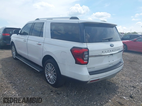 2023 Ford Expedition Max Limited with VIN 1FMJK2A85PEA40906, listed as a IAAI auction lot 42396188 with 24,753 mi miles and . Bid and sale history available at DreamBid. Image 3.