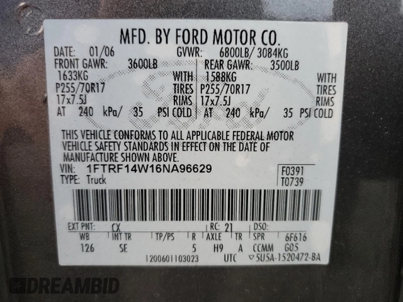 2006 Ford F-150 XL with VIN 1FTRF14W16NA96629, listed as a Copart auction lot 74964214 with 228,365 mi miles and Clean Title. Bid and sale history available at carsss.com. Image 12.
