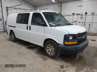 2013 Chevrolet Express Cargo Van with VIN 1GCSGAFX5D1159918, listed as a IAAI auction lot 41998023 with 279,473 mi miles. Bid and sale history available at carsss.com. Image 1.